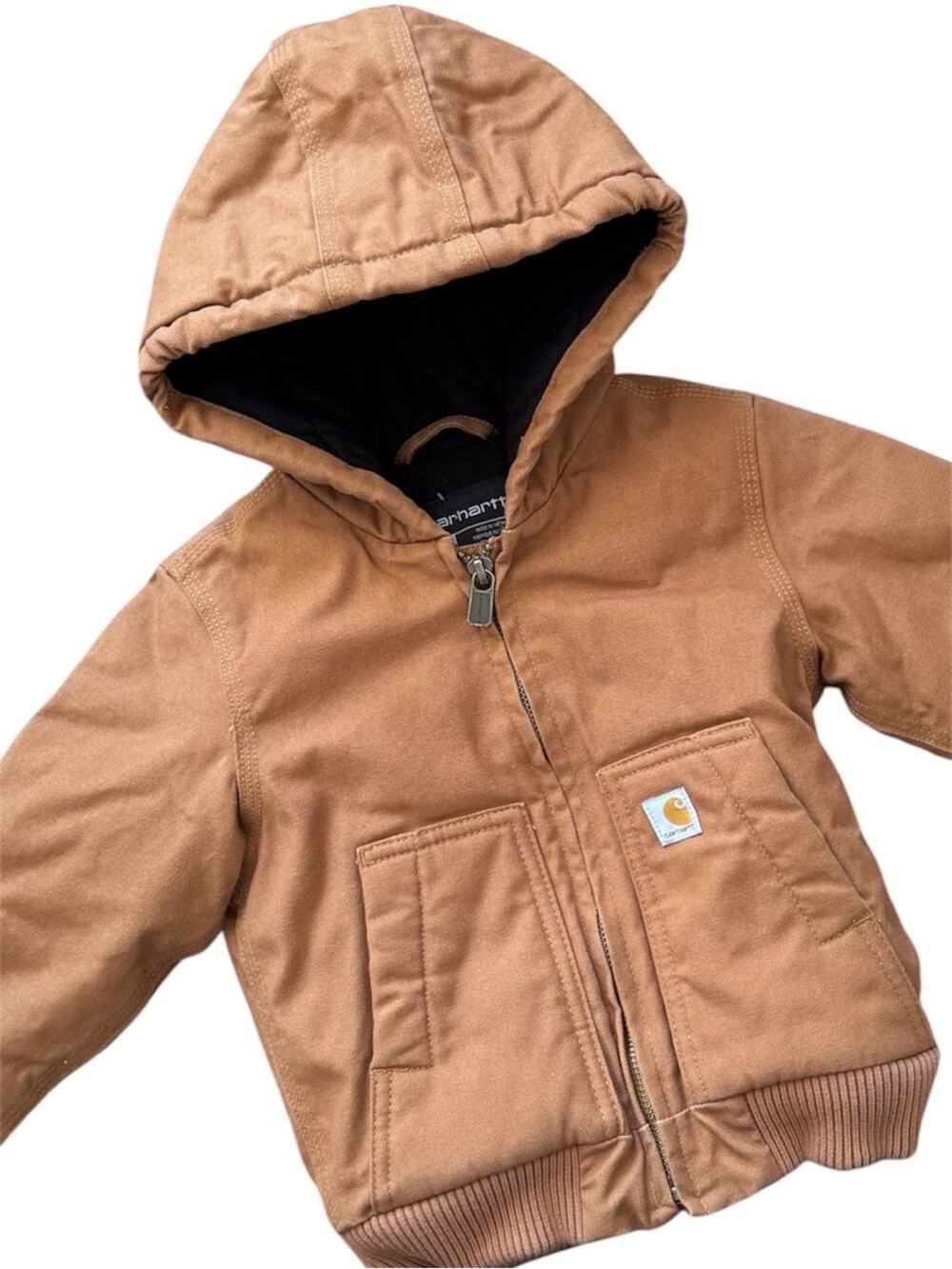 Carhartt Baby Canvas Insulated Hooded Duck Active Jacket Brown Size 18 Months